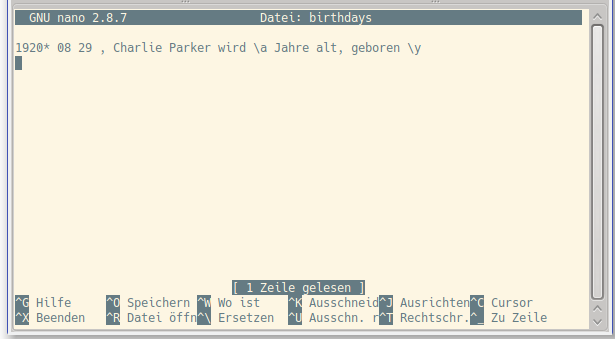Nanoeditor mit birthdays.txt