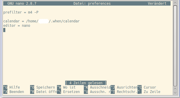 Nanoeditor mit preferences.txt