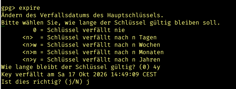 GPG Key verlängern